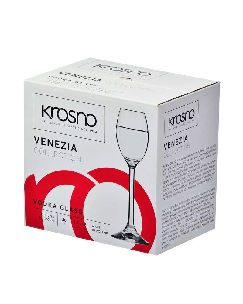 6x) Verres à Vodka 50ml en Cristallin - VENEZIA - KROSNO