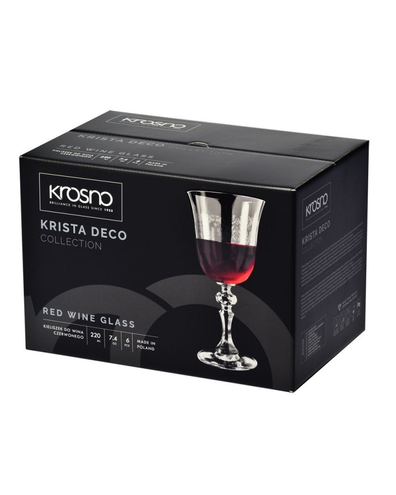 Krosno Grand Verre à Vin Rouge en Cristal - Lot de 6 Verres - 490